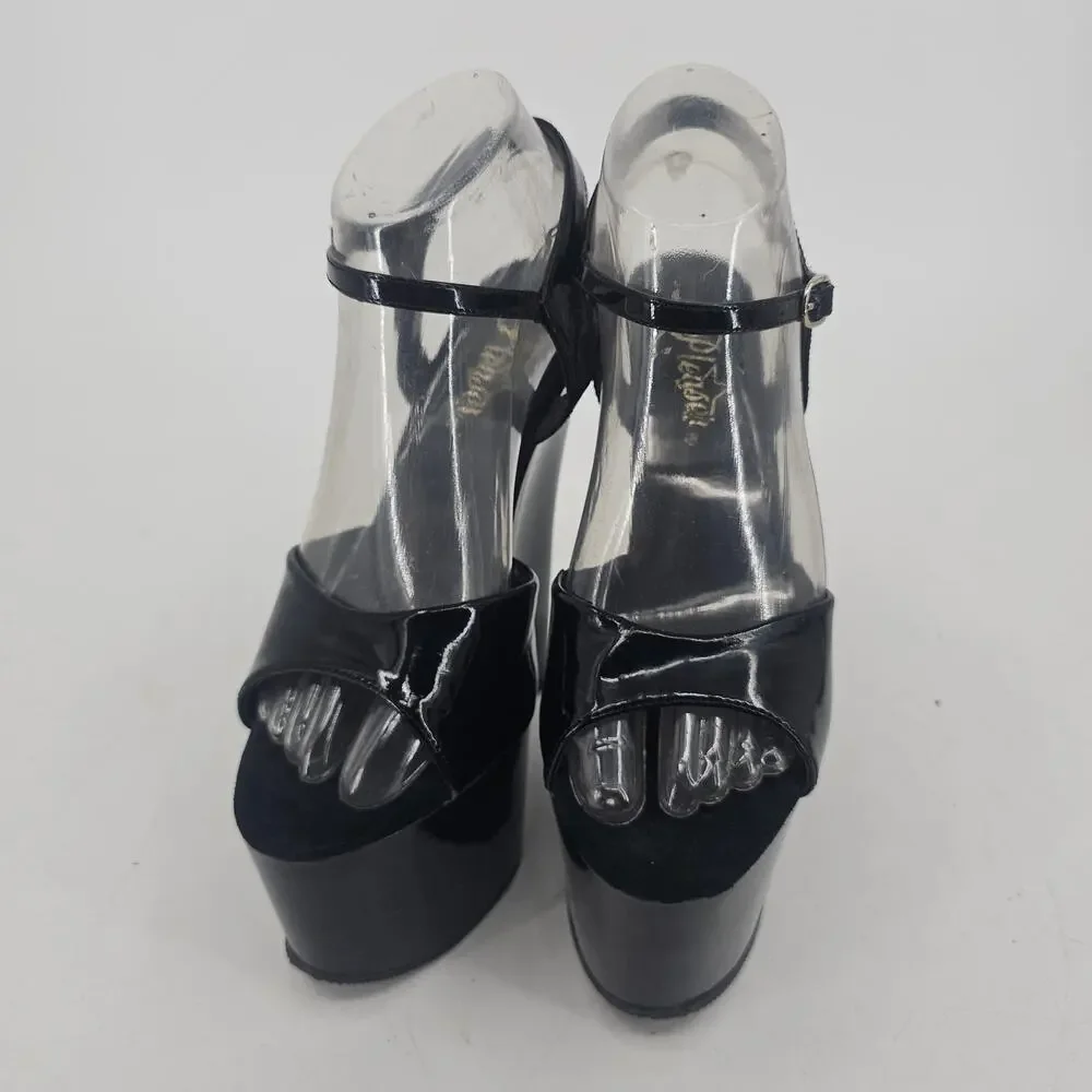 Pleaser Black Faux Patent Platform 6